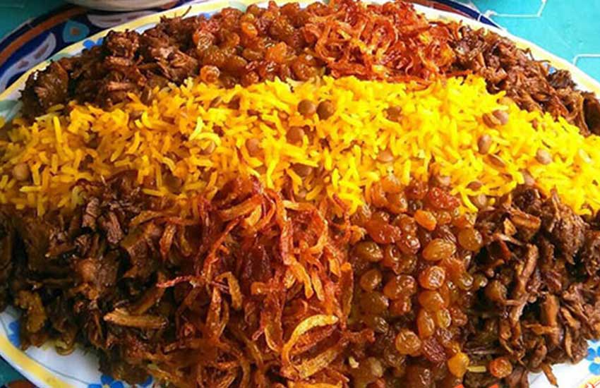 طرز تهیه عدس پلو با کشمش 