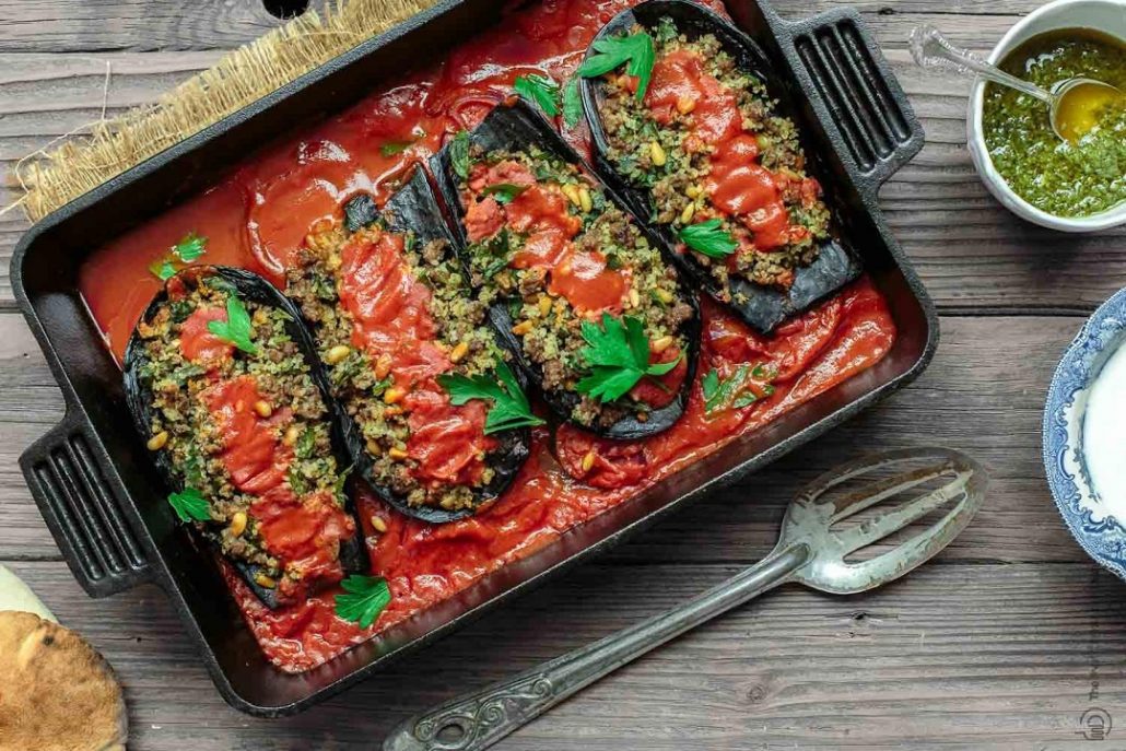 بادمجان کبابی شکم پر 